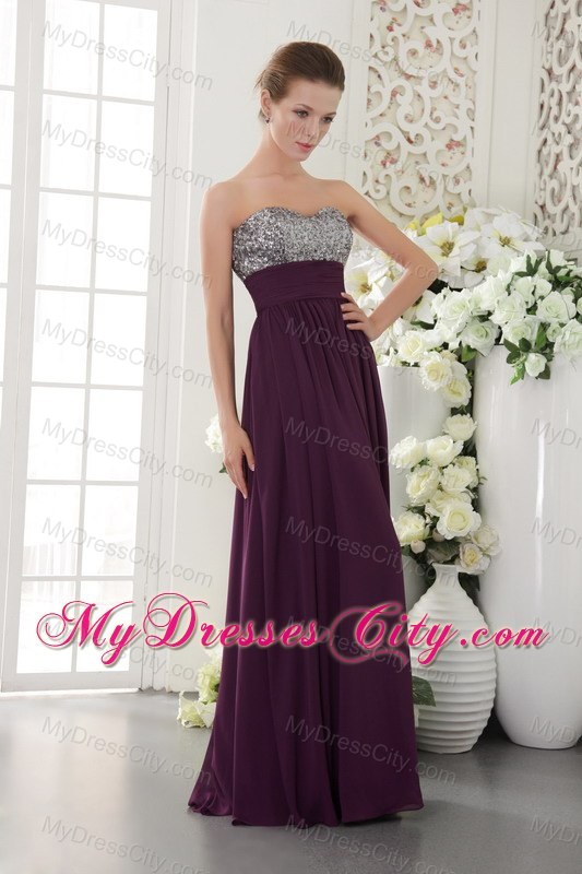 Dark Purple Empire Sweetheart Chiffon Beading Prom Dresses For Women