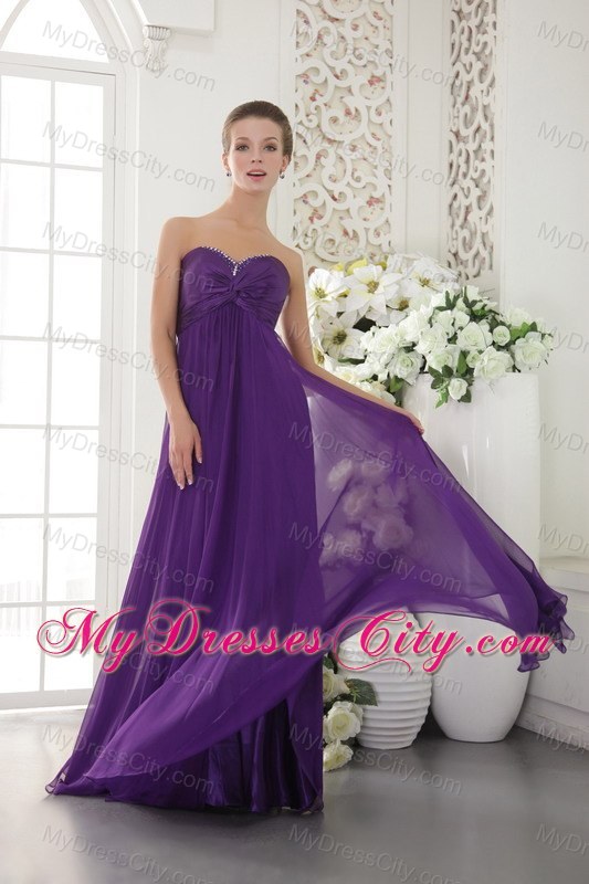 Empire Sweetheart Chiffon Eggplant Purple Prom Dresses for Girls