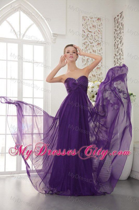 Empire Sweetheart Chiffon Eggplant Purple Prom Dresses for Girls