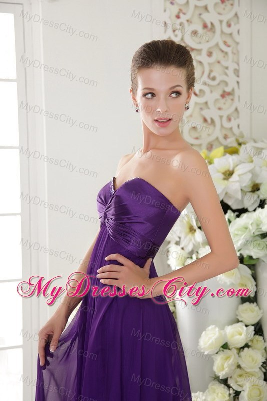 Empire Sweetheart Chiffon Eggplant Purple Prom Dresses for Girls