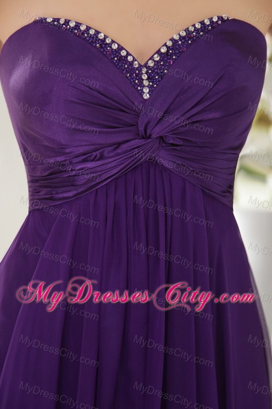 Empire Sweetheart Chiffon Eggplant Purple Prom Dresses for Girls