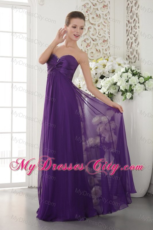 Empire Sweetheart Chiffon Eggplant Purple Prom Dresses for Girls