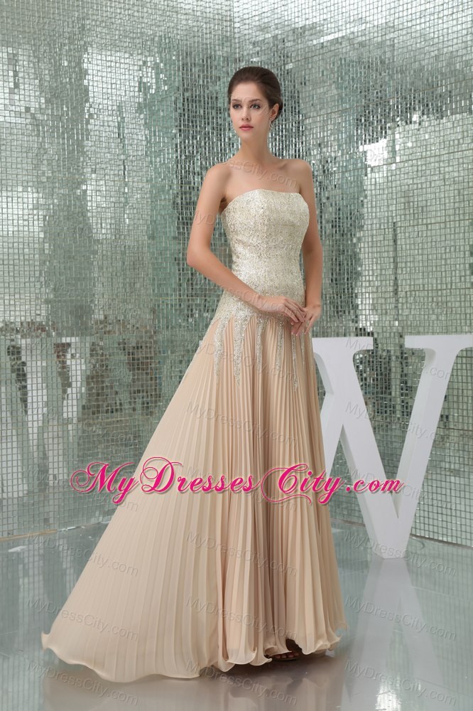 Affordable Sequins Pleats Empire Champagne Prom Dress With Brush Train