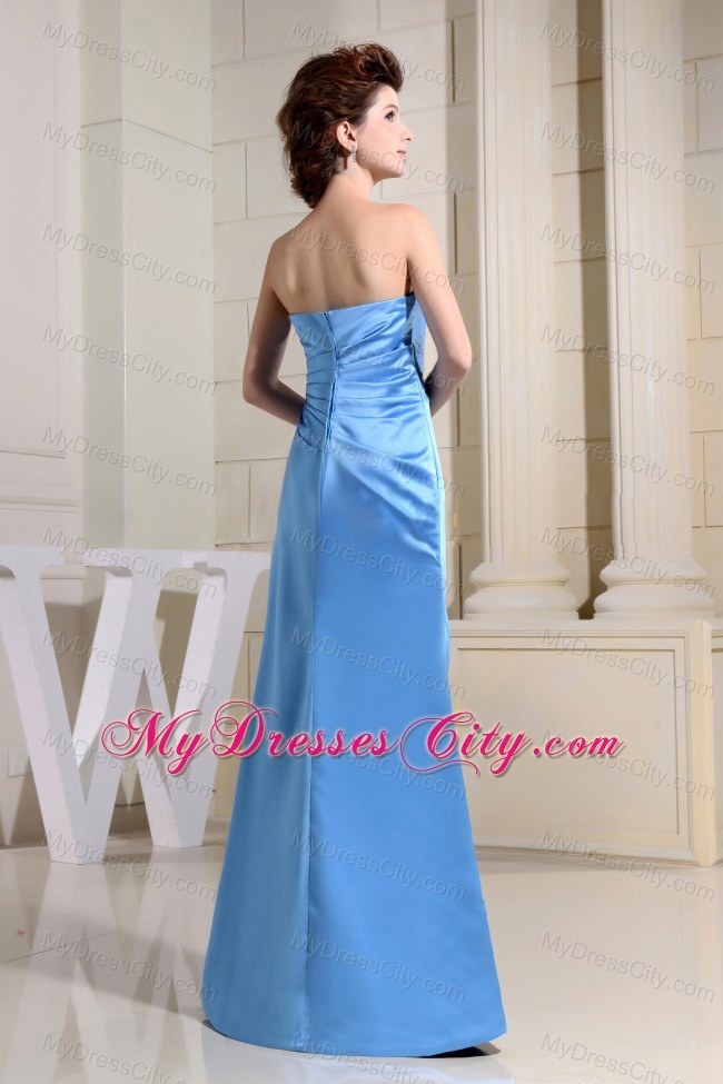 Elegant Blue Sweetheart Floor-length Ruched Bridesmaid Dress