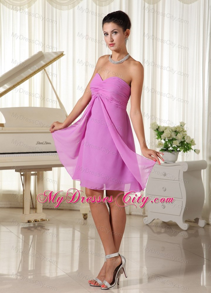 Lavender Sweetheart Ruched Bodice Short Maid of Honor Dress