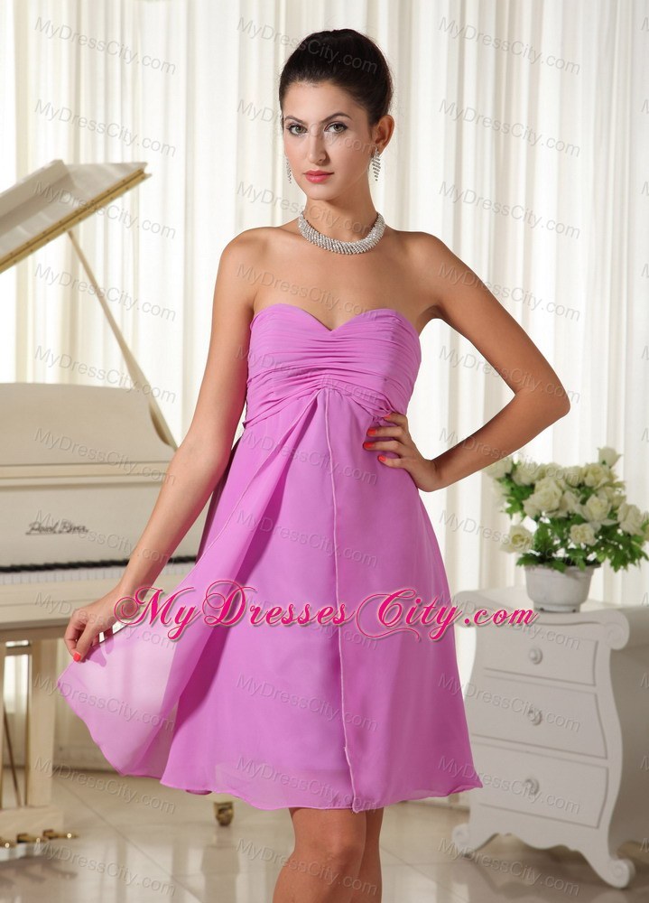 Lavender Sweetheart Ruched Bodice Short Maid of Honor Dress