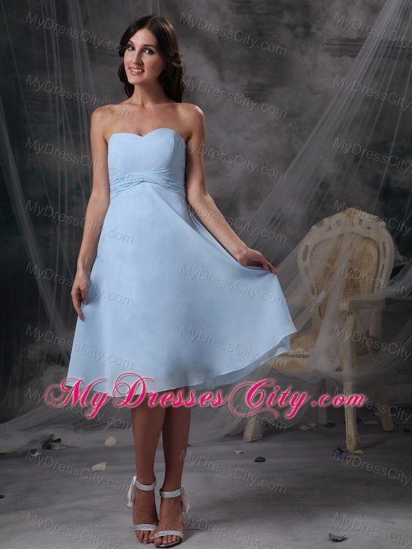 Baby Blue Sweetheart Empire Knee-length BMaid of Honor Dress