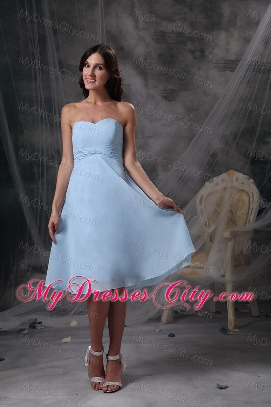 Baby Blue Sweetheart Empire Knee-length BMaid of Honor Dress