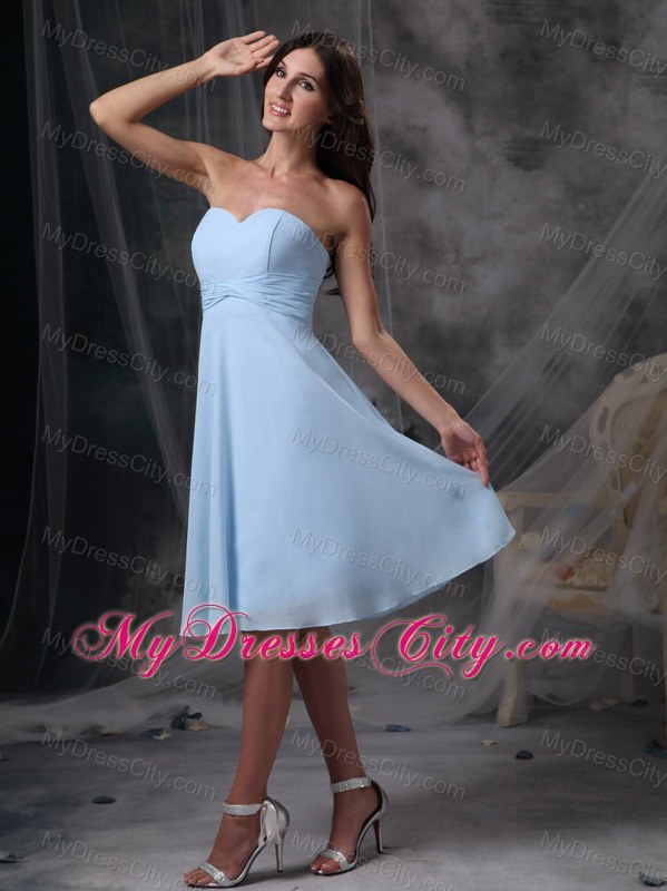 Baby Blue Sweetheart Empire Knee-length BMaid of Honor Dress