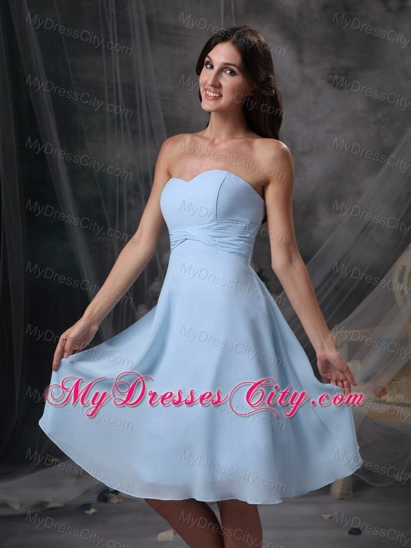 Baby Blue Sweetheart Empire Knee-length BMaid of Honor Dress