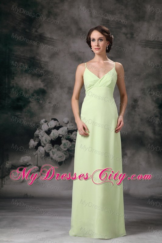 Spaghetti Straps Full length Bridesmaid Dress with Ruffles back