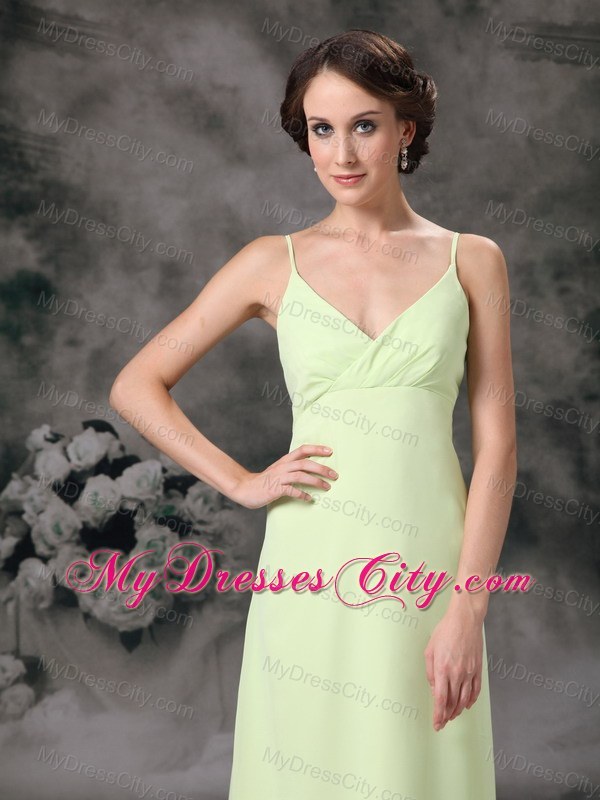 Spaghetti Straps Full length Bridesmaid Dress with Ruffles back