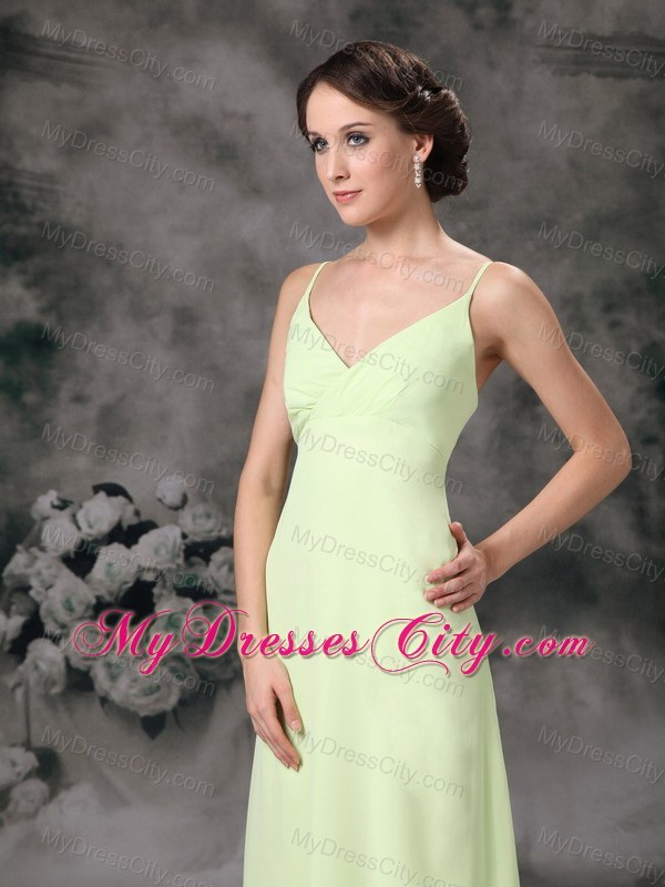 Spaghetti Straps Full length Bridesmaid Dress with Ruffles back