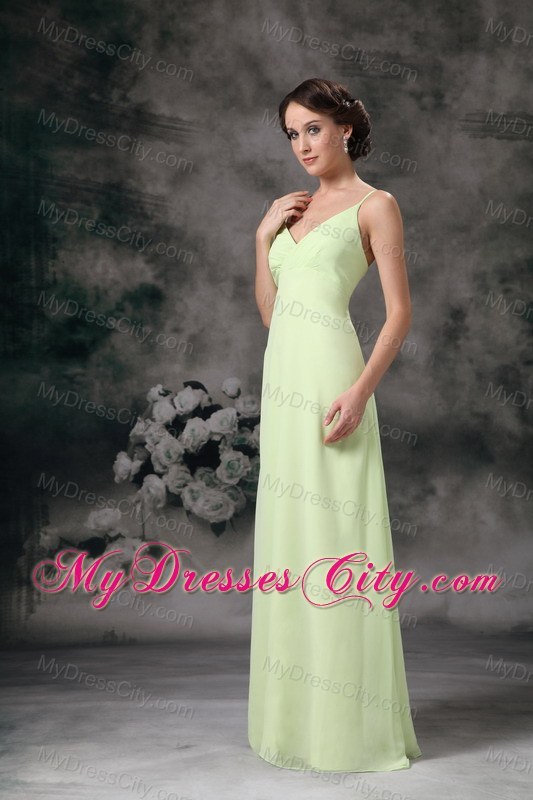 Spaghetti Straps Full length Bridesmaid Dress with Ruffles back