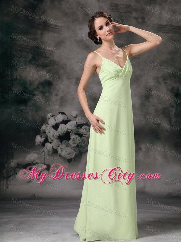 Spaghetti Straps Full length Bridesmaid Dress with Ruffles back