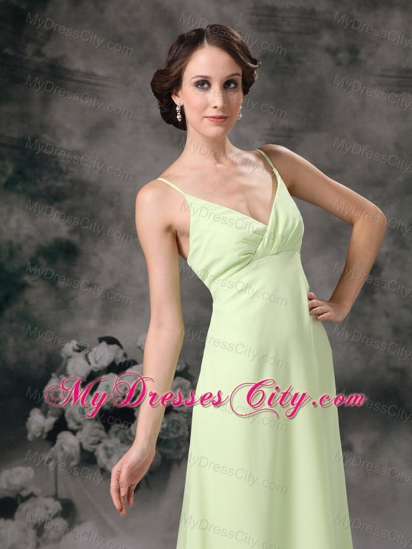 Spaghetti Straps Full length Bridesmaid Dress with Ruffles back