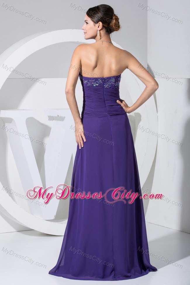 Beading and Ruches Decorate Bodice Purple Prom Dresses for Party