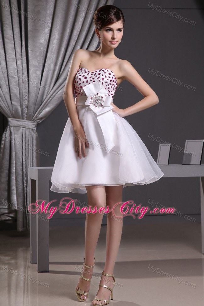 Organza A-line Strapless Beaded Decorate Short 2013 Prom Dress