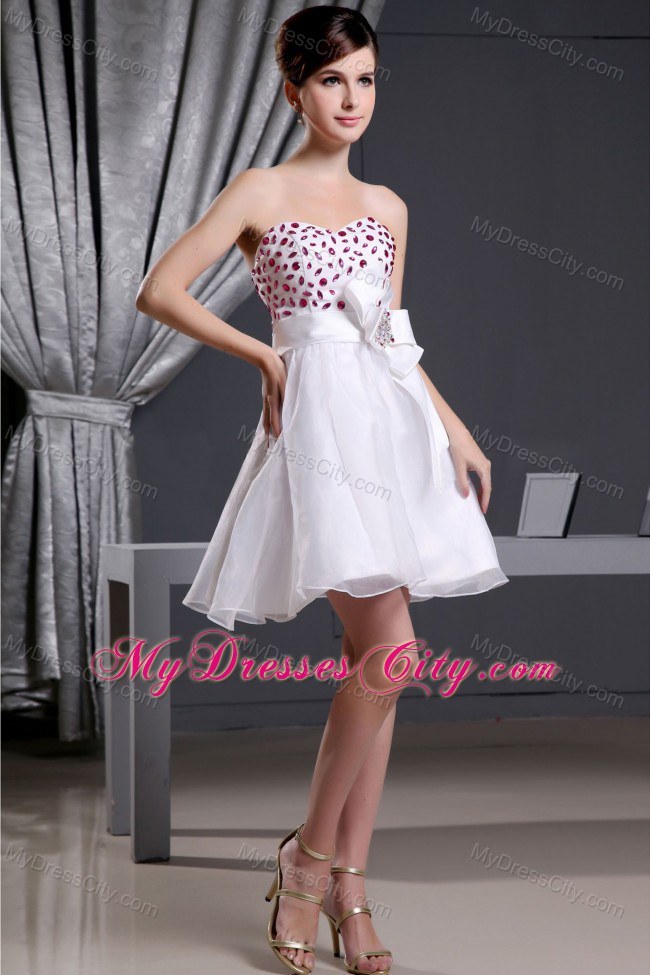 Organza A-line Strapless Beaded Decorate Short 2013 Prom Dress