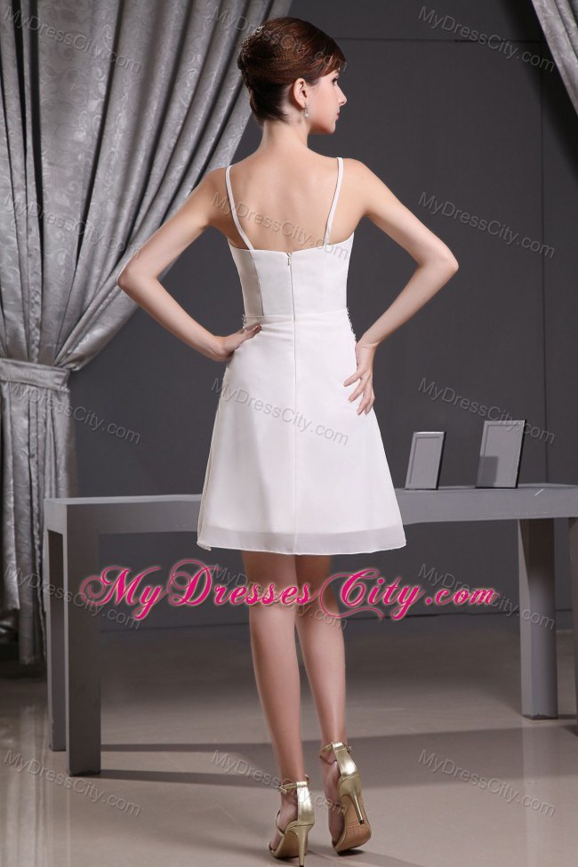 Straps Beading Mini-length Chiffon Ivory Junior Prom Dress