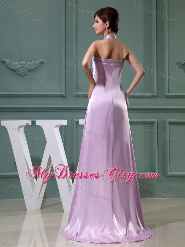 Empire Halter Beading Zipper Up Back Lavender Prom Dress