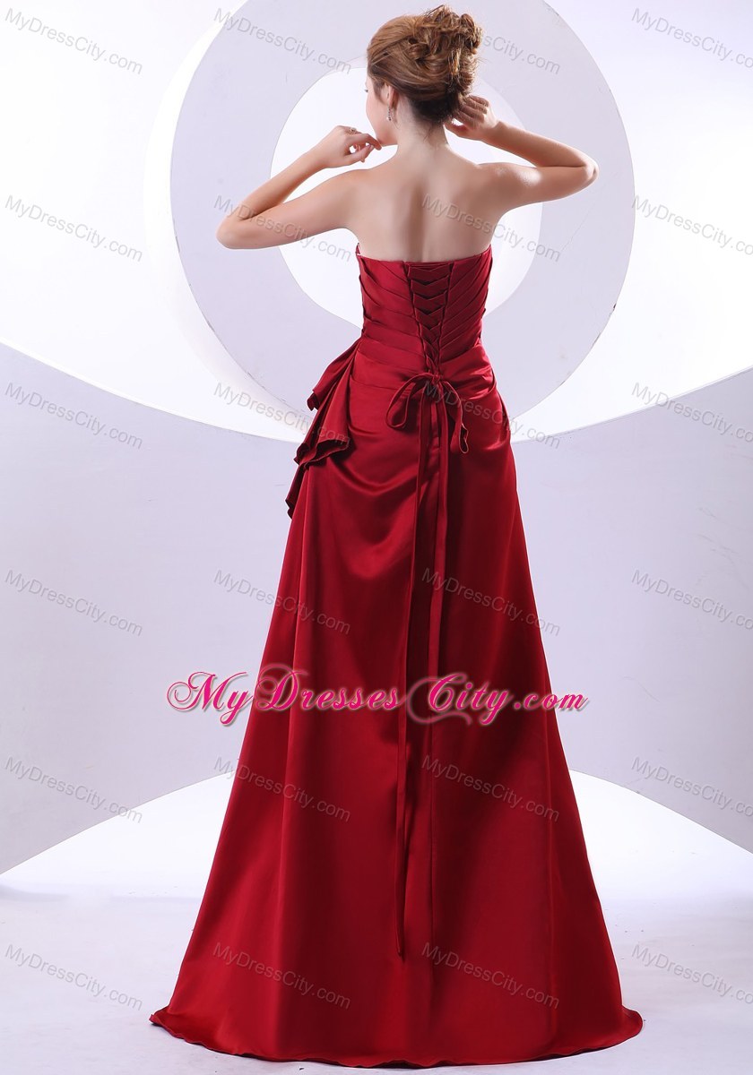 Ruched Taffeta A-line Beading V-Cut Neck 2013 Wine Red Prom Dress