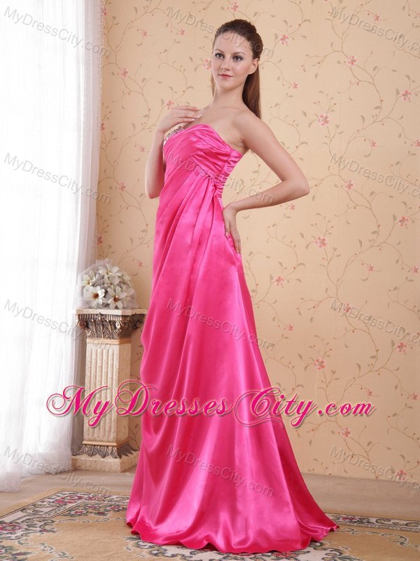 Hot Pink Empire Beaded Sweetheart Prom Celebrity Dress