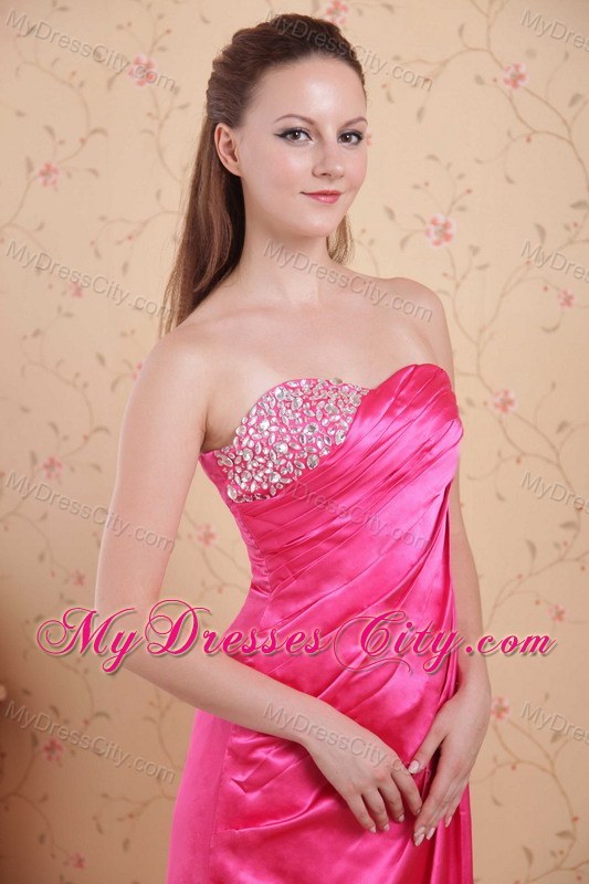 Hot Pink Empire Beaded Sweetheart Prom Celebrity Dress