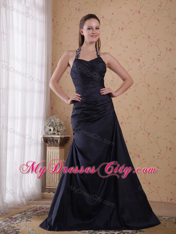 Popular Halter top Floor-length Beading Prom Dress