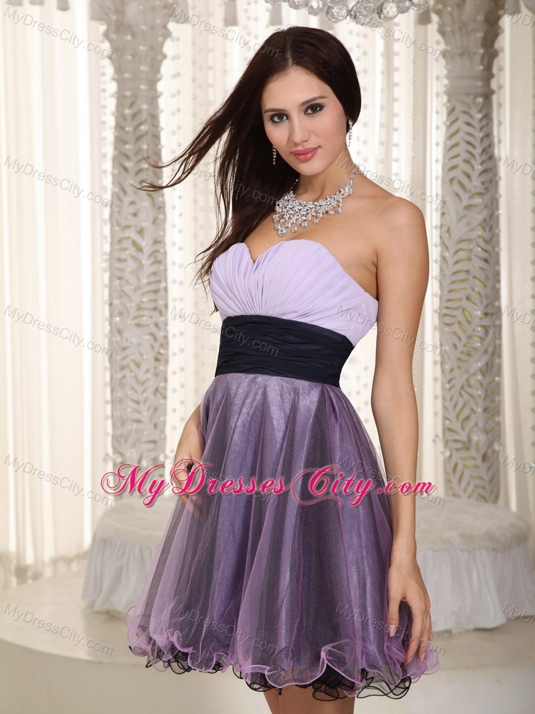 Sweetheart Purple Princess Organza Mini Cocktail Dress