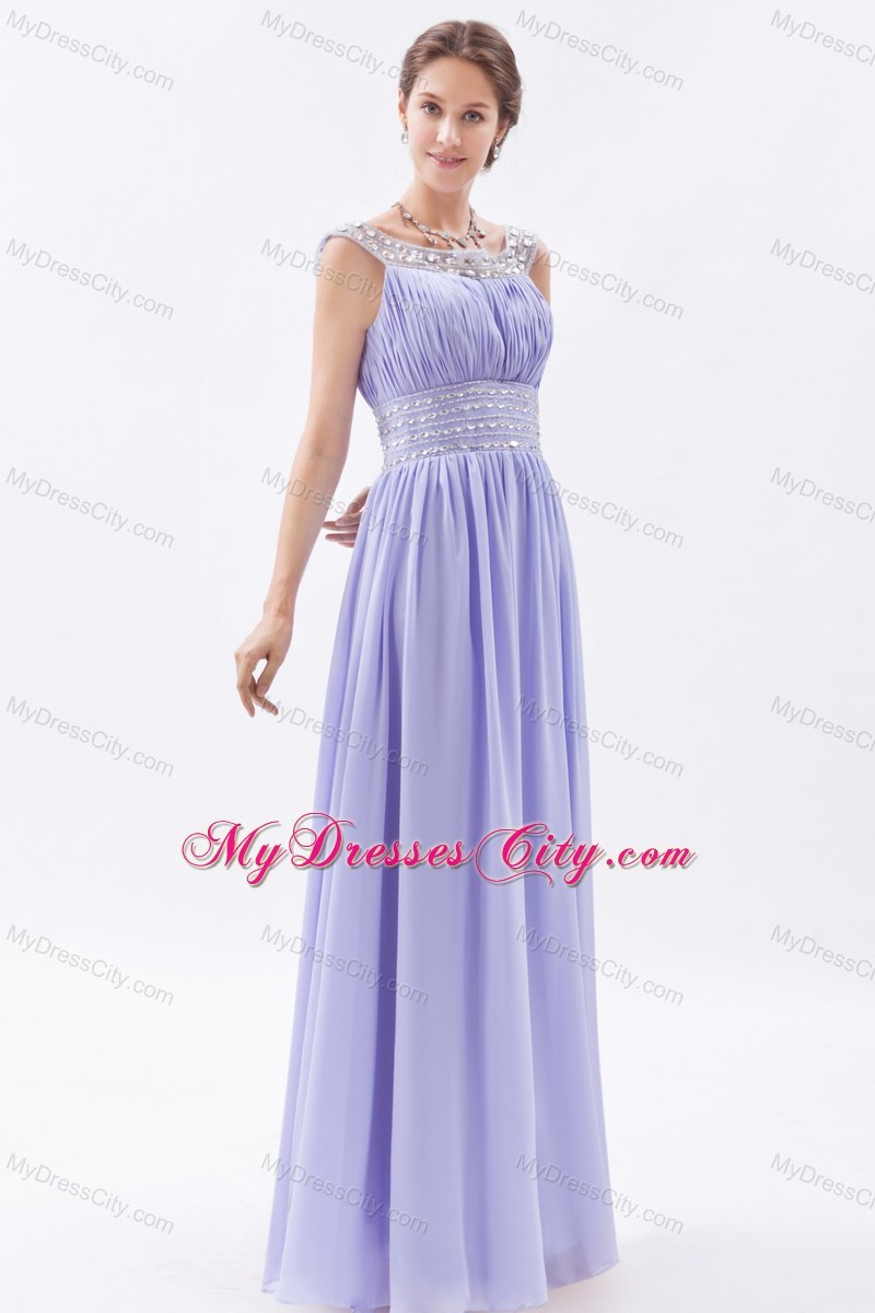 Lilac Column Beaded Scoop Prom Dress for Ladies