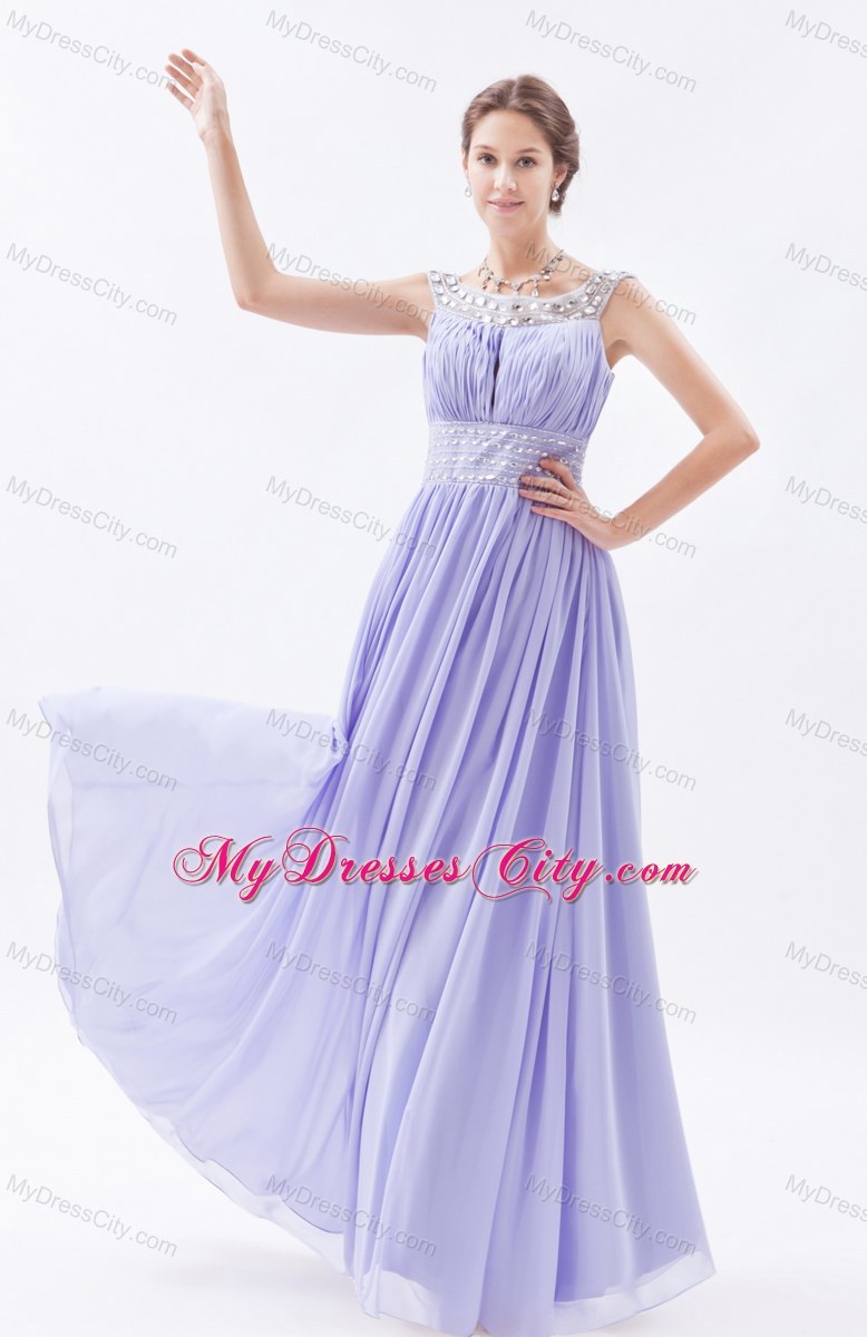 Lilac Column Beaded Scoop Prom Dress for Ladies