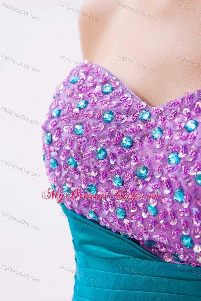 Flowers One Shoulder Beaded Pick Ups High Low Prom Dresses