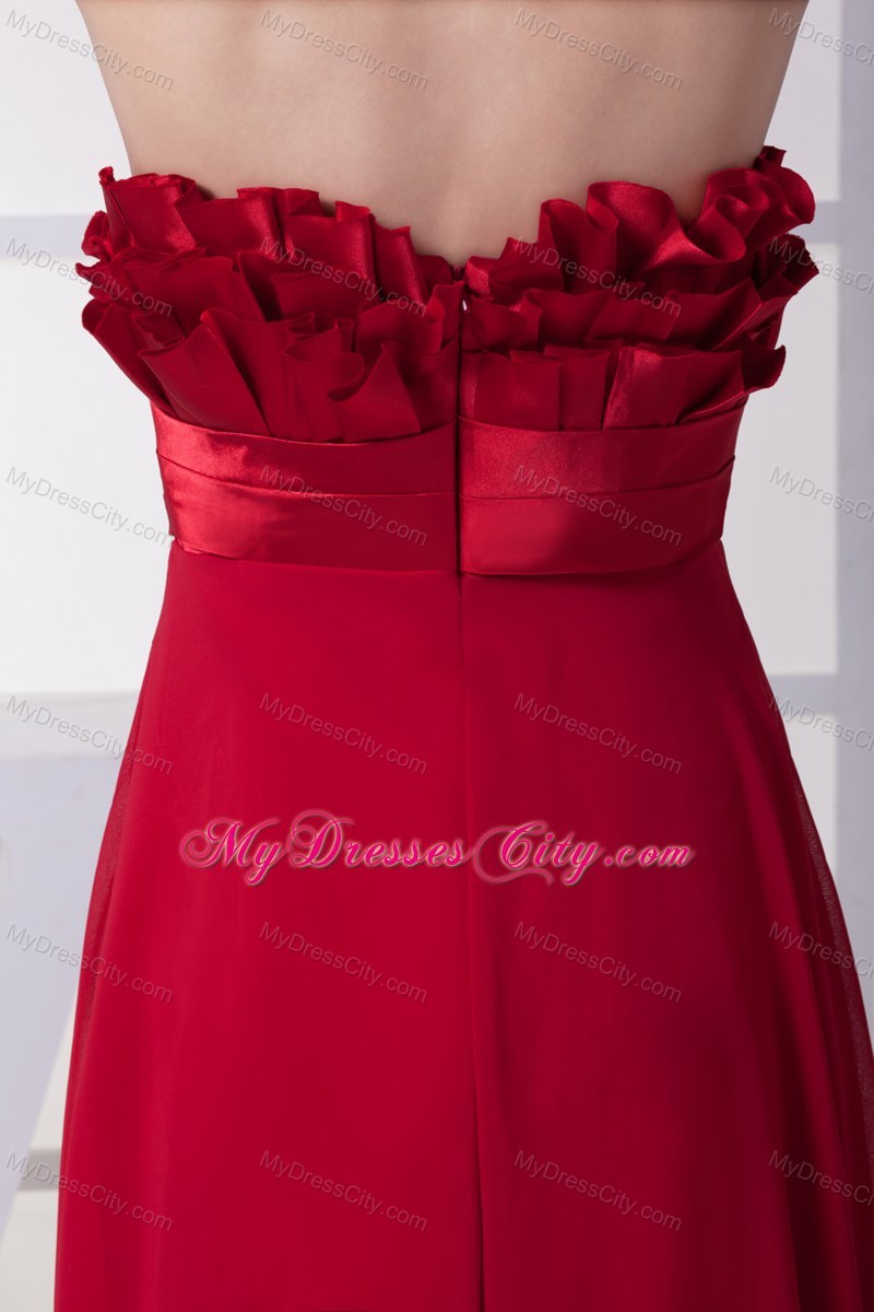 Strapless Empire Bowknot Wine Red Prom Dresses for Women