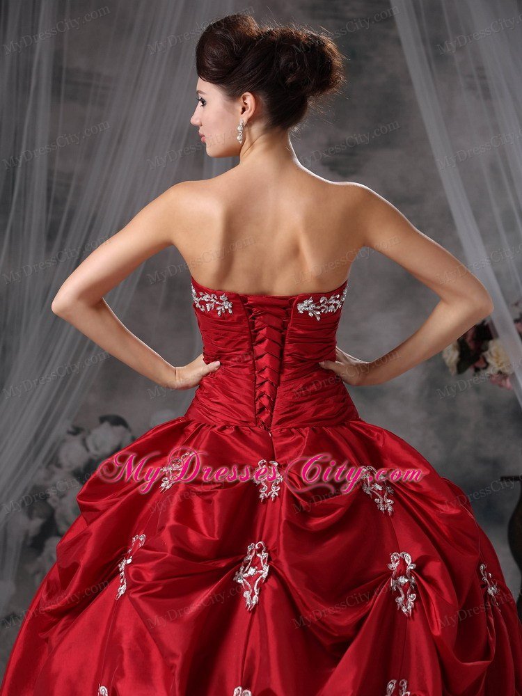 Strapless Beading Appliques Red 2013 Quinceanera Dress with Jacket