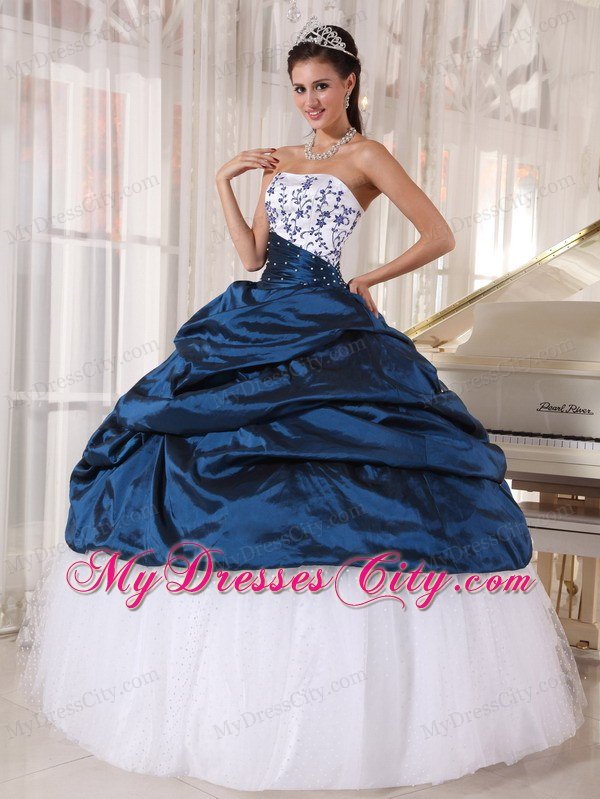 Beautiful Beaded Decorate Waist Strapless Embroidery Quinceanera Dress