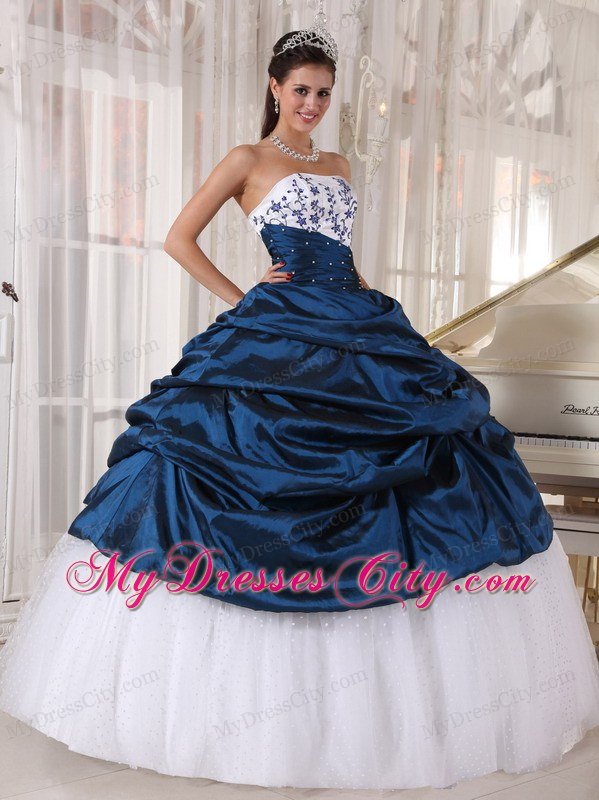 Beautiful Beaded Decorate Waist Strapless Embroidery Quinceanera Dress