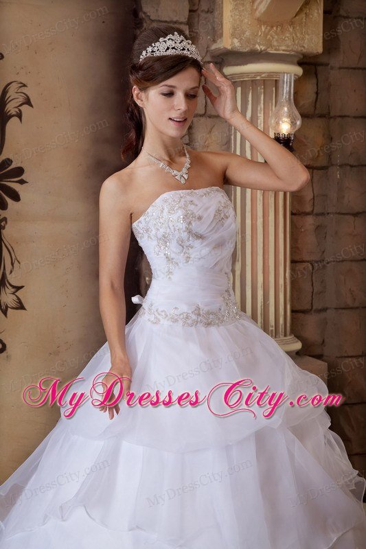 Ball Gown Strapless Appliques White 2013 Pretty Quinceanera Dress