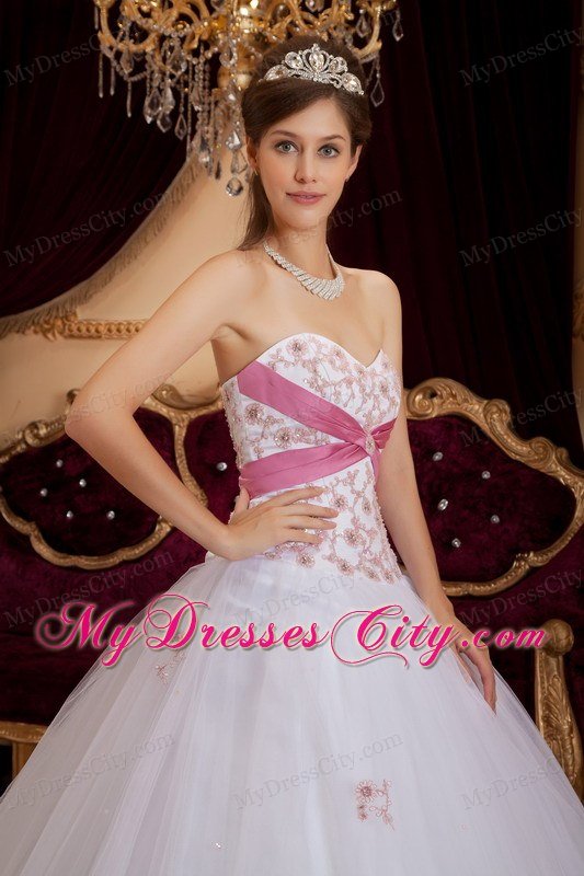 Princess Sweetheart Appliques White 2013 Sweet Sixteen Dresses