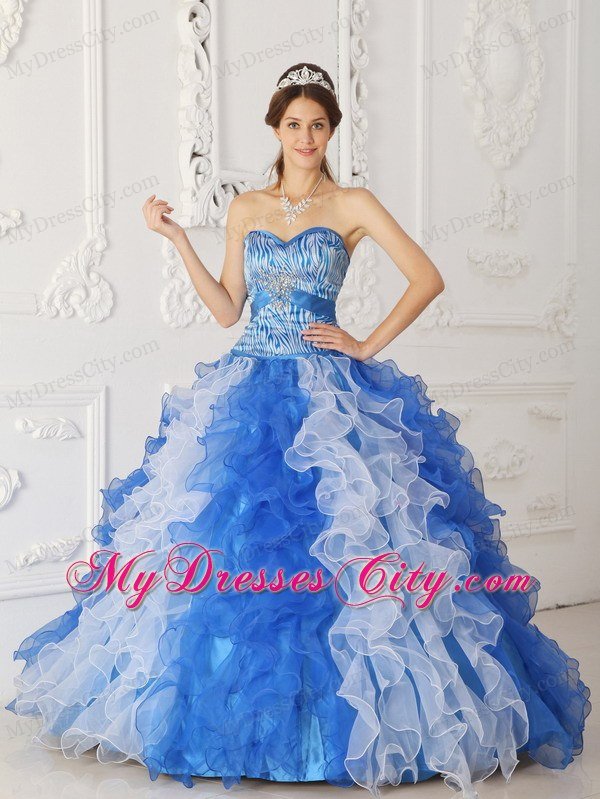 Multi-color Zebra Print Princess Sweetheart Beading Quinceanera Gowns