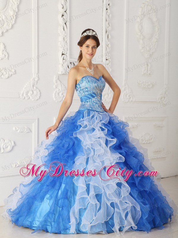 Multi-color Zebra Print Princess Sweetheart Beading Quinceanera Gowns