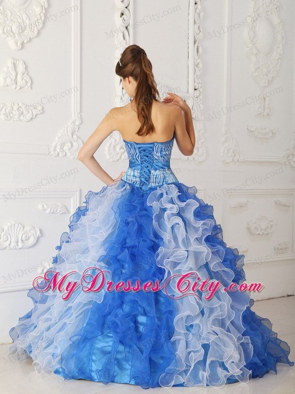 Multi-color Zebra Print Princess Sweetheart Beading Quinceanera Gowns