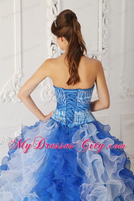 Multi-color Zebra Print Princess Sweetheart Beading Quinceanera Gowns