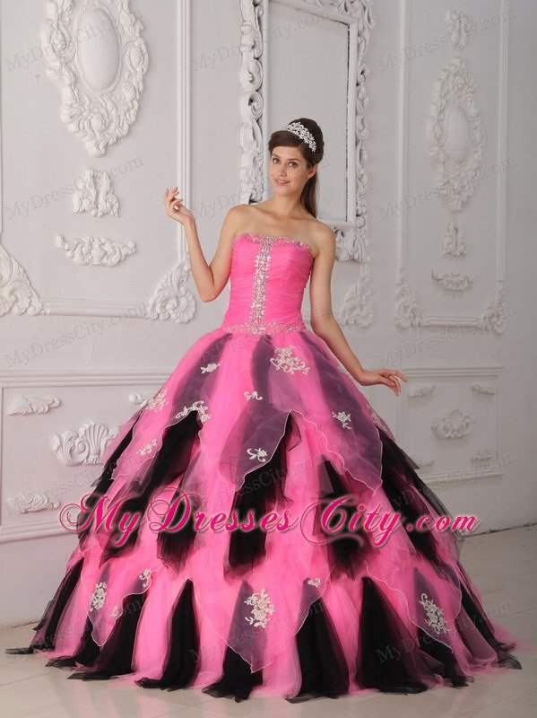 Princess Colorful Strapless Beading Appliques Quinceanera Dresses