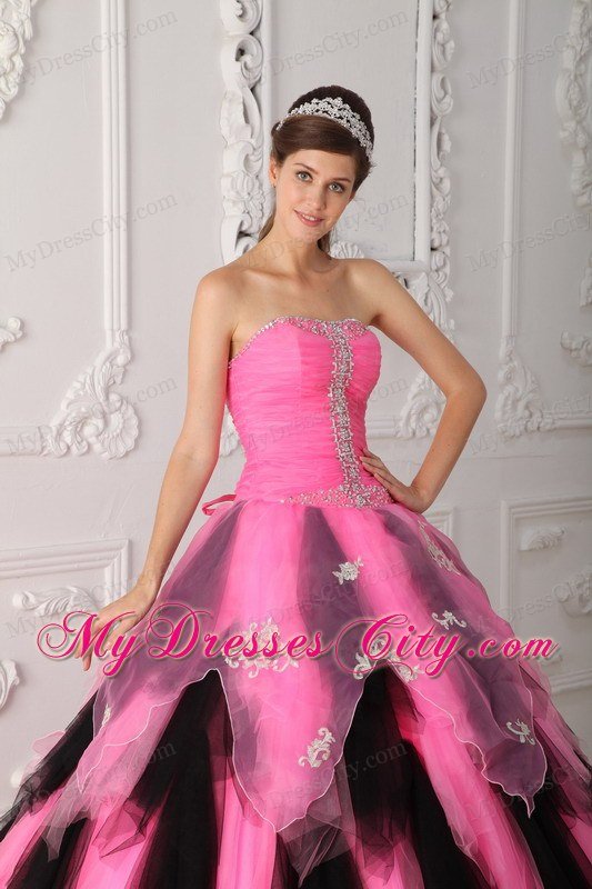 Princess Colorful Strapless Beading Appliques Quinceanera Dresses