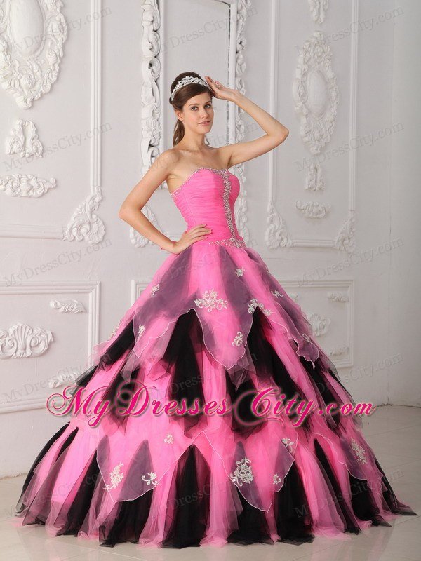 Princess Colorful Strapless Beading Appliques Quinceanera Dresses