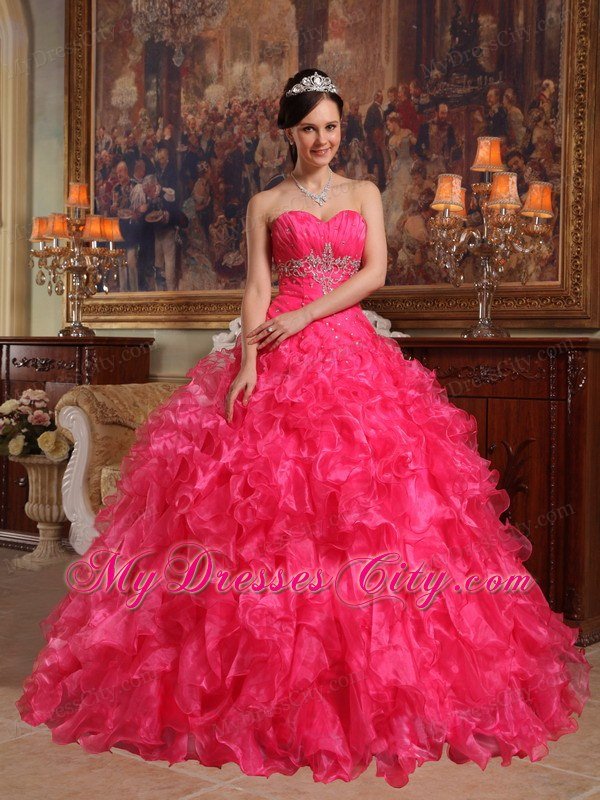 Sweetheart Beading 2013 Best Red Quinceanera Gowns with Ruffled