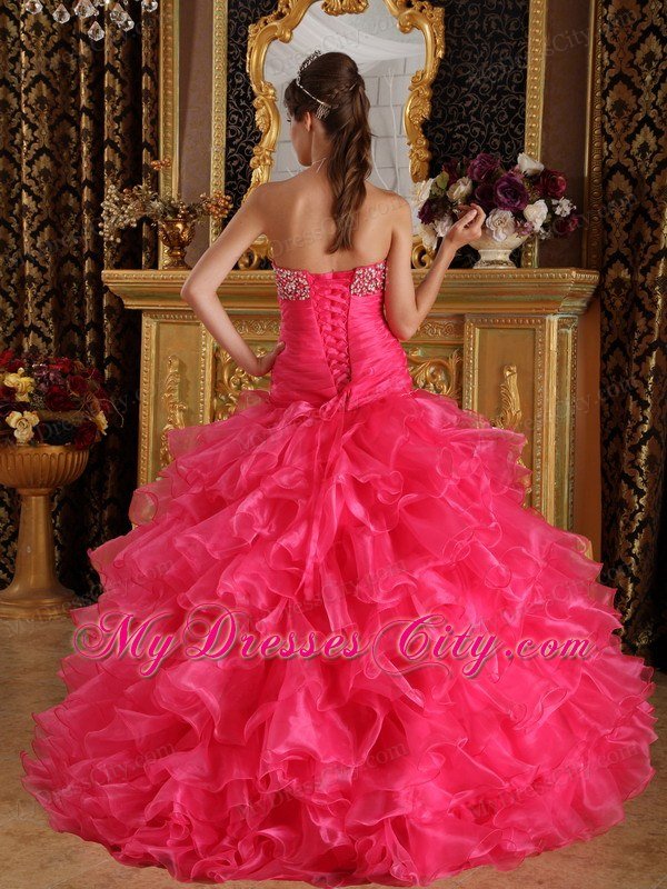 Exclusive Mermaid Sweetheart Beading Hot Pink Quinceanera Dress