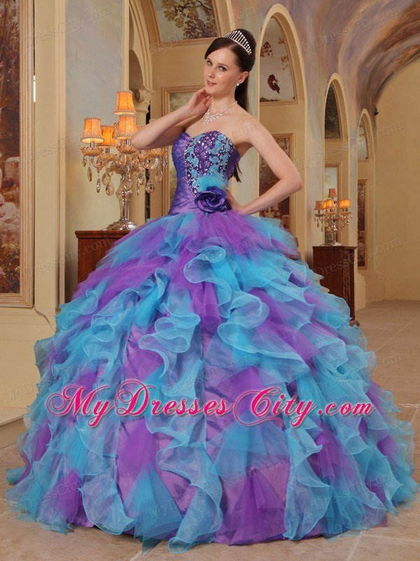 Ball Gown Sweetheart Beading Ruffles Colorful Quinceanera Dresses