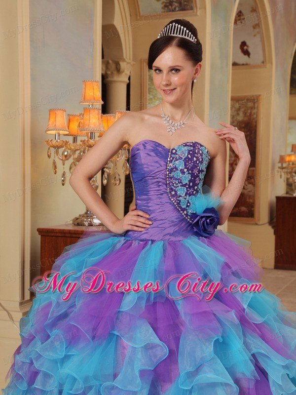 Ball Gown Sweetheart Beading Ruffles Colorful Quinceanera Dresses